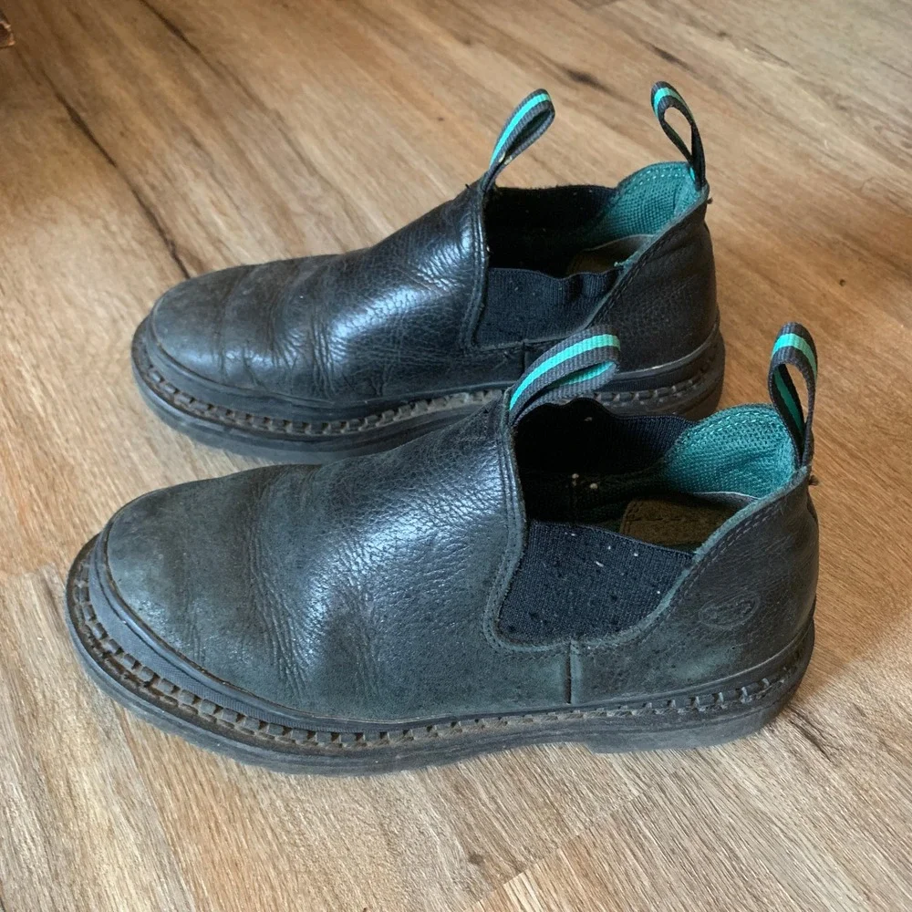 Georgia Boot Giant Romeo work boots, black leather, pull loops - 9.5W womens